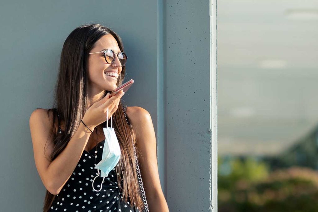 Woman after the Covid mask comes off wants to look good, uses beauty products